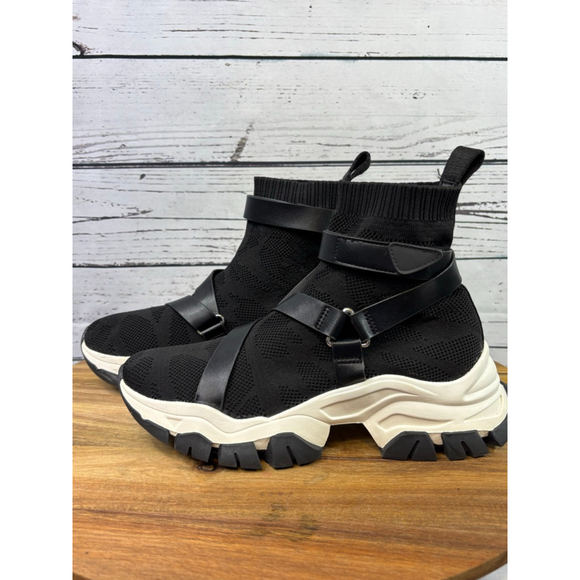 Women's JLO Black & White Sock Chunky Sneakers Size 9 - Picture 2 of 13